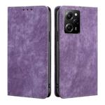 For Xiaomi Poco X5 Pro / Redmi Note 12 Pro Speed RFID Anti-theft Brush Magnetic Leather Phone Case(Purple)