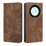 For Honor X9a 5G RFID Anti-theft Brush Magnetic Leather Phone Case(Brown)