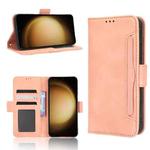 For Samsung Galaxy S23 5G Skin Feel Calf Texture Card Slots Leather Phone Case(Pink)