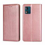 For Motorola Moto E13 4G Gloss Oil Solid Color Magnetic Leather Phone Case(Rose Gold)