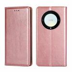 For Honor X9a 5G Gloss Oil Solid Color Magnetic Leather Phone Case(Rose Gold)