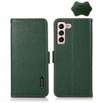 For Samsung Galaxy A24 4G KHAZNEH Side-Magnetic Litchi Genuine Leather RFID Phone Case(Green)