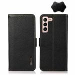 For Samsung Galaxy A34 5G KHAZNEH Side-Magnetic Litchi Genuine Leather RFID Phone Case(Black)