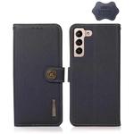 For Samsung Galaxy A34 5G KHAZNEH Custer Genuine Leather RFID Phone Case(Blue)