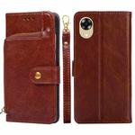 For OPPO A17k Zipper Bag Leather Phone Case(Brown)