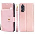 For OPPO Reno8 T 4G Zipper Bag Leather Phone Case(Rose Gold)