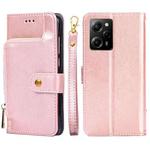 For Xiaomi Poco X5 Pro / Redmi Note 12 Pro Speed Zipper Bag Leather Phone Case(Rose Gold)