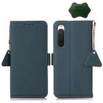 For Sony Xperia 10 IV Side-Magnetic TJ Genuine Leather RFID Phone Case(Green)
