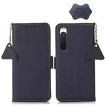 For Sony Xperia 10 IV Side-Magnetic TJ Genuine Leather RFID Phone Case(Blue)