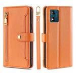 For Motorola Moto E13 4G Sheep Texture Cross-body Zipper Wallet Leather Phone Case(Orange)