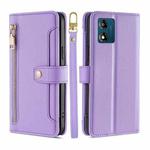 For Motorola Moto E13 4G Sheep Texture Cross-body Zipper Wallet Leather Phone Case(Purple)