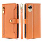 For OPPO A17k Sheep Texture Cross-body Zipper Wallet Leather Phone Case(Orange)