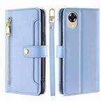 For OPPO A17k Sheep Texture Cross-body Zipper Wallet Leather Phone Case(Blue)