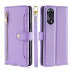 For OPPO Reno8 T 4G Sheep Texture Cross-body Zipper Wallet Leather Phone Case(Purple)
