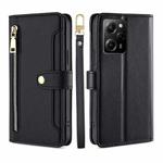 For Xiaomi Poco X5 Pro / Redmi Note 12 Pro Speed Sheep Texture Cross-body Zipper Wallet Leather Phone Case(Black)