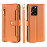 For Xiaomi Poco X5 Pro / Redmi Note 12 Pro Speed Sheep Texture Cross-body Zipper Wallet Leather Phone Case(Orange)