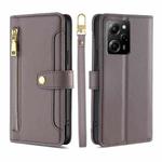 For Xiaomi Poco X5 Pro / Redmi Note 12 Pro Speed Sheep Texture Cross-body Zipper Wallet Leather Phone Case(Grey)