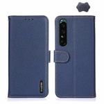 For Sony Xperia 1 IV KHAZNEH Litchi Genuine Leather Phone Case(Blue)