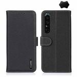 For Sony Xperia 1 IV KHAZNEH Litchi Genuine Leather Phone Case(Black)