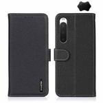 For Sony Xperia 10 IV KHAZNEH Litchi Genuine Leather Phone Case(Black)