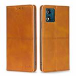 For Motorola Moto E13 4G Cow Texture Magnetic Horizontal Flip Leather Phone Case(Light Brown)
