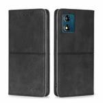 For Motorola Moto E13 4G Cow Texture Magnetic Horizontal Flip Leather Phone Case(Black)