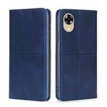 For OPPO A17k Cow Texture Magnetic Horizontal Flip Leather Phone Case(Blue)
