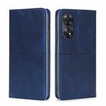 For OPPO Reno8 T 4G Cow Texture Magnetic Horizontal Flip Leather Phone Case(Blue)