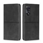 For OPPO Reno8 T 4G Cow Texture Magnetic Horizontal Flip Leather Phone Case(Black)