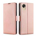 For OPPO A17k Ultra-thin Voltage Side Buckle Horizontal Flip Leather Phone Case(Rose Gold)