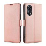 For OPPO Reno8 T 4G Ultra-thin Voltage Side Buckle Horizontal Flip Leather Phone Case(Rose Gold)