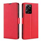 For Xiaomi Poco X5 Pro / Redmi Note 12 Pro Speed Ultra-thin Voltage Side Buckle Horizontal Flip Leather Phone Case(Red)