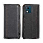 For Motorola Moto E13 4G Grid Texture Magnetic Flip Leather Phone Case(Black)