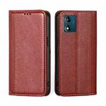 For Motorola Moto E13 4G Grid Texture Magnetic Flip Leather Phone Case(Red)