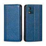 For Motorola Moto E13 4G Grid Texture Magnetic Flip Leather Phone Case(Blue)