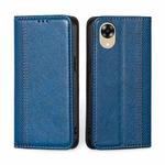 For OPPO A17k Grid Texture Magnetic Flip Leather Phone Case(Blue)