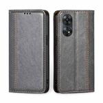 For OPPO Reno8 T 4G Grid Texture Magnetic Flip Leather Phone Case(Grey)