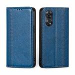 For OPPO Reno8 T 4G Grid Texture Magnetic Flip Leather Phone Case(Blue)