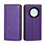 For Honor X9a 5G Grid Texture Magnetic Flip Leather Phone Case(Purple)