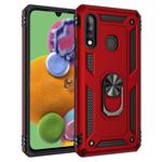 For Galaxy A70e Shockproof TPU + PC Protective Case with 360 Degree Rotating Holder(Red)