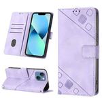 For iPhone 14 Skin-feel Embossed Leather Phone Case(Light Purple)