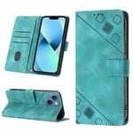 For iPhone 14 Skin-feel Embossed Leather Phone Case(Green)