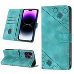 For iPhone 14 Pro Max Skin-feel Embossed Leather Phone Case(Green)