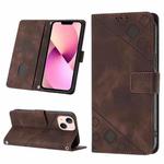 For iPhone 13 mini Skin-feel Embossed Leather Phone Case(Brown)