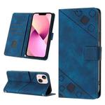 For iPhone 13 Skin-feel Embossed Leather Phone Case(Blue)