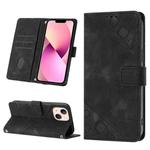 For iPhone 13 Skin-feel Embossed Leather Phone Case(Black)