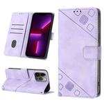 For iPhone 13 Pro Skin-feel Embossed Leather Phone Case(Light Purple)