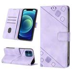 For iPhone 12 / 12 Pro Skin-feel Embossed Leather Phone Case(Light Purple)