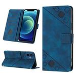 For iPhone 12 / 12 Pro Skin-feel Embossed Leather Phone Case(Blue)