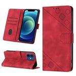 For iPhone 12 / 12 Pro Skin-feel Embossed Leather Phone Case(Red)